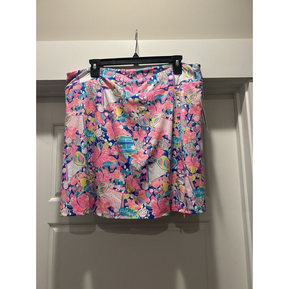 Lulu B Athletic Skort Skirt Size XL Stretch Nylon Pockets Pickleball Tennis UPF